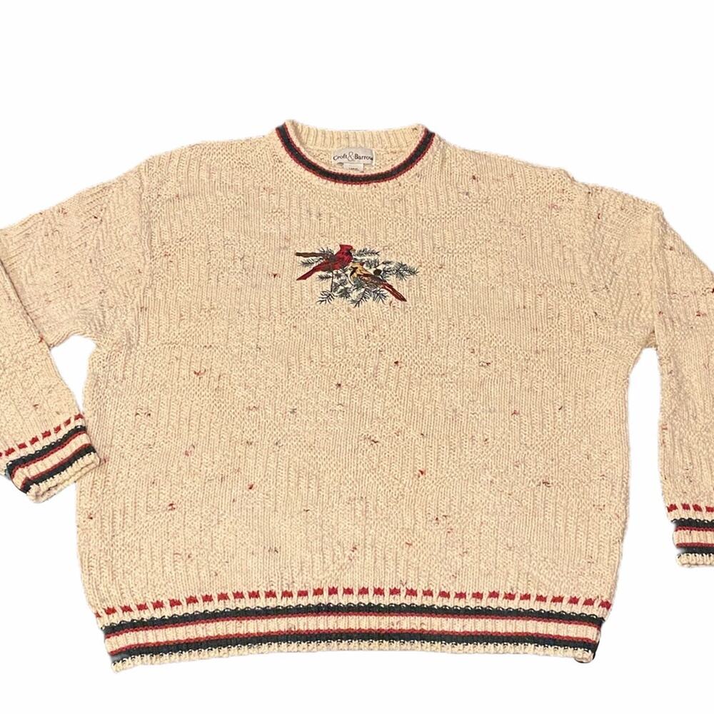 Croft&Barrow Cotton Blend Holiday Cardinal Sweater Sz L